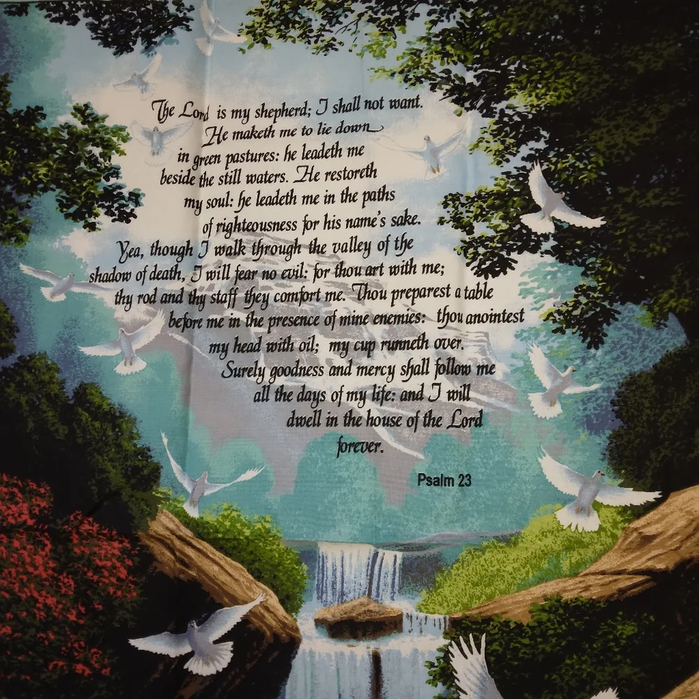 FABRIC PANEL "The Lord In My Shepherd 1 Ydx42 In Makes Lap Quilt Or Wall Hanging - Picture 2 of 11